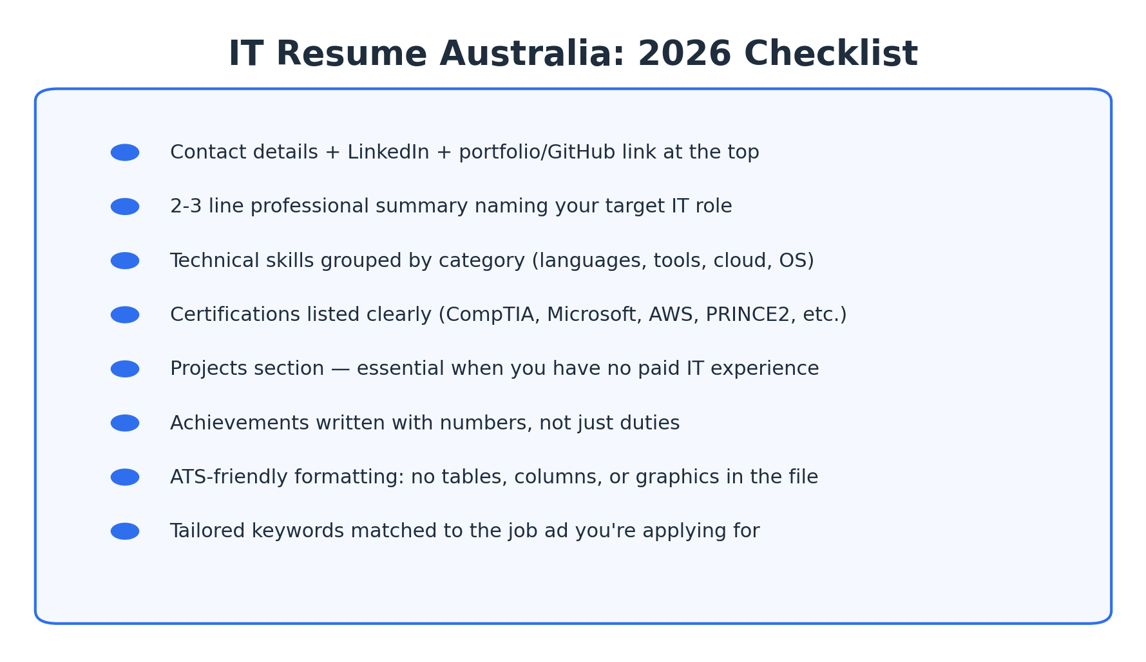 IT resume Australia